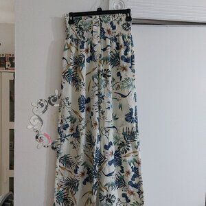 Summer Breezy Comfy No Brand Wide Leg Pants Elastic Beautiful Floral Print SMALL